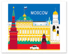 Moscow poster artwork, Russia travel poster, giclee Moscow poster, Loose Petals city prints by artist, Karen Young, handmade moscow gift, handcrafted moscow souvenirs, russian baby art, russian nursery prints, large moscow posters, retro russia travel poster